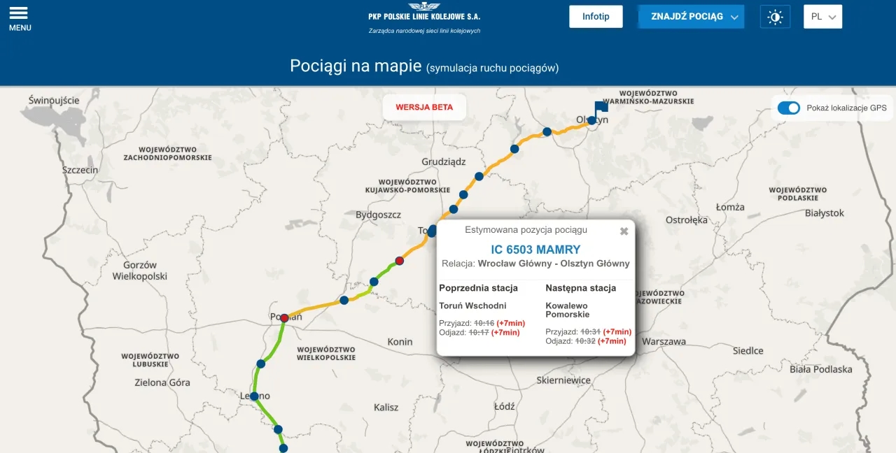 Gdzie jest pociąg Intercity? Sprawdź jego aktualną lokalizację teraz