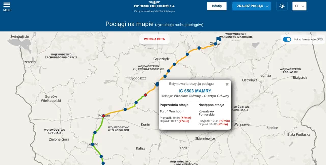 Gdzie jest pociąg Intercity? Sprawdź jego aktualną lokalizację teraz