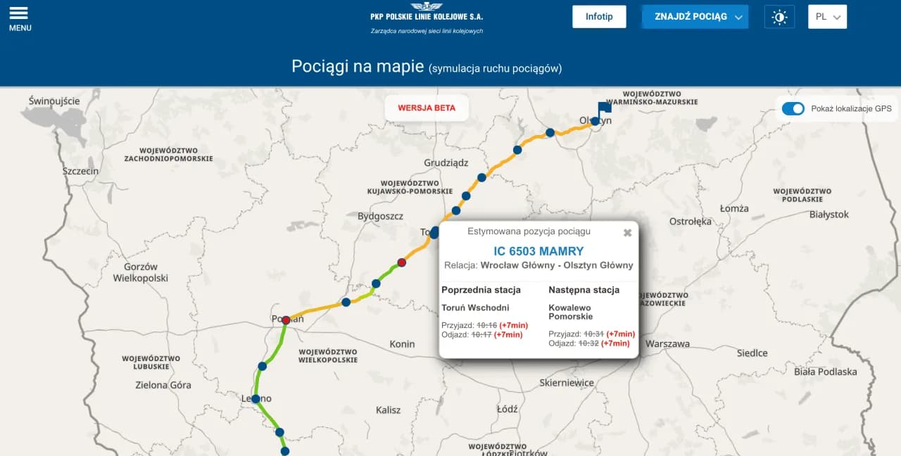 Gdzie jest pociąg Intercity? Sprawdź jego aktualną lokalizację teraz